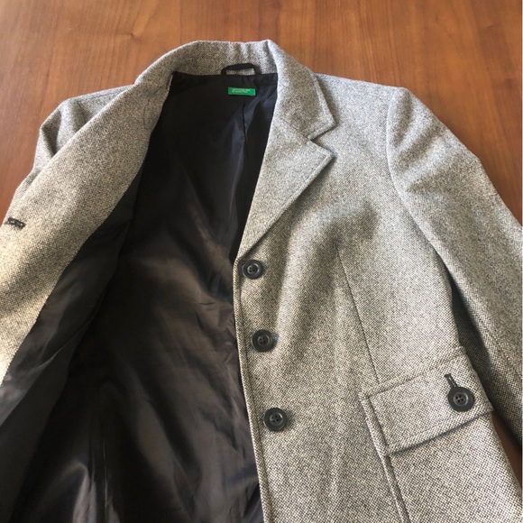 United Colours of Benetton Gray Wool Blend Blazer with Corduroy Collar ✨ Size 42 - Picture 7 of 16